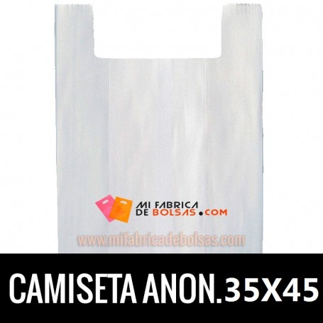 BOLSAS DE PLASTICO ASA CAMISETA ANONIMAS BLANCAS 35X45 GALGA 200