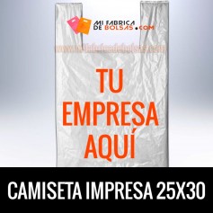 BOLSAS DE PLASTICO CAMISETA IMPRESAS 25x30 G.200