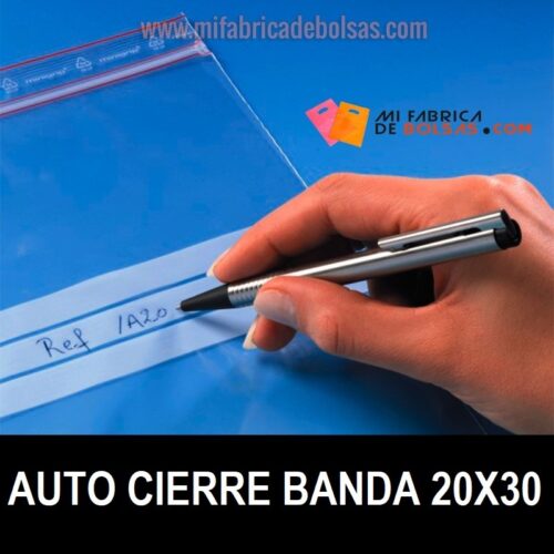 BOLSAS DE PLÁSTICO AUTO CIERRE CON BANDA DE ESCRITURA 20x30