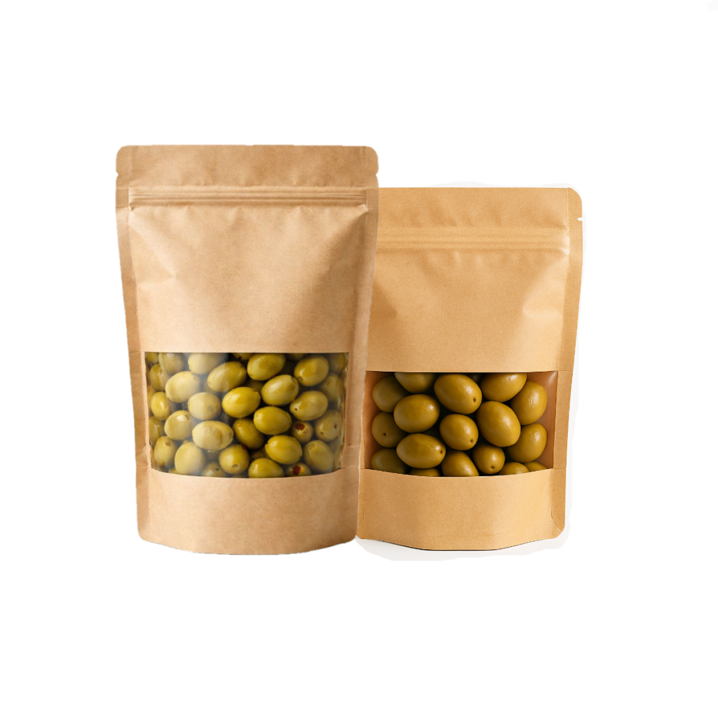 bolsas doypack kraft con ventana anonimas