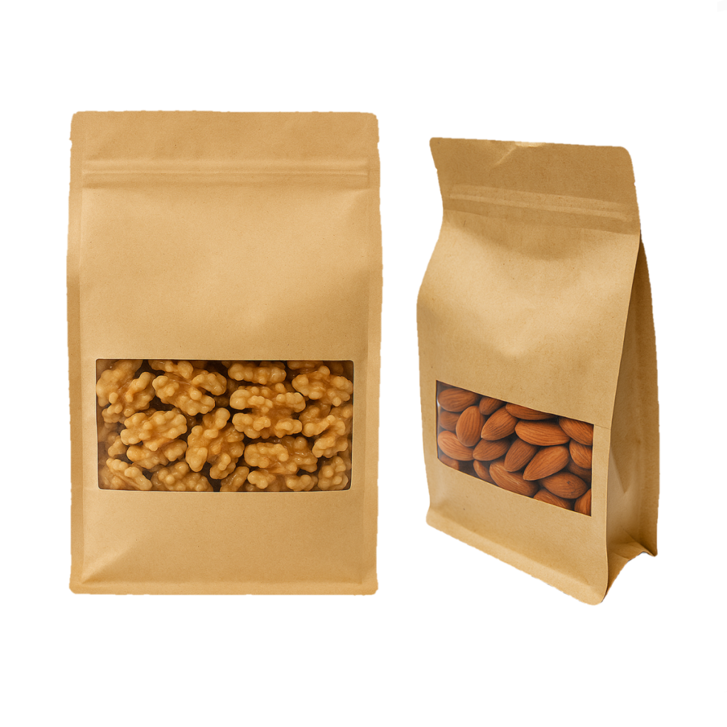bolsas standup kraft anónimas con ventana
